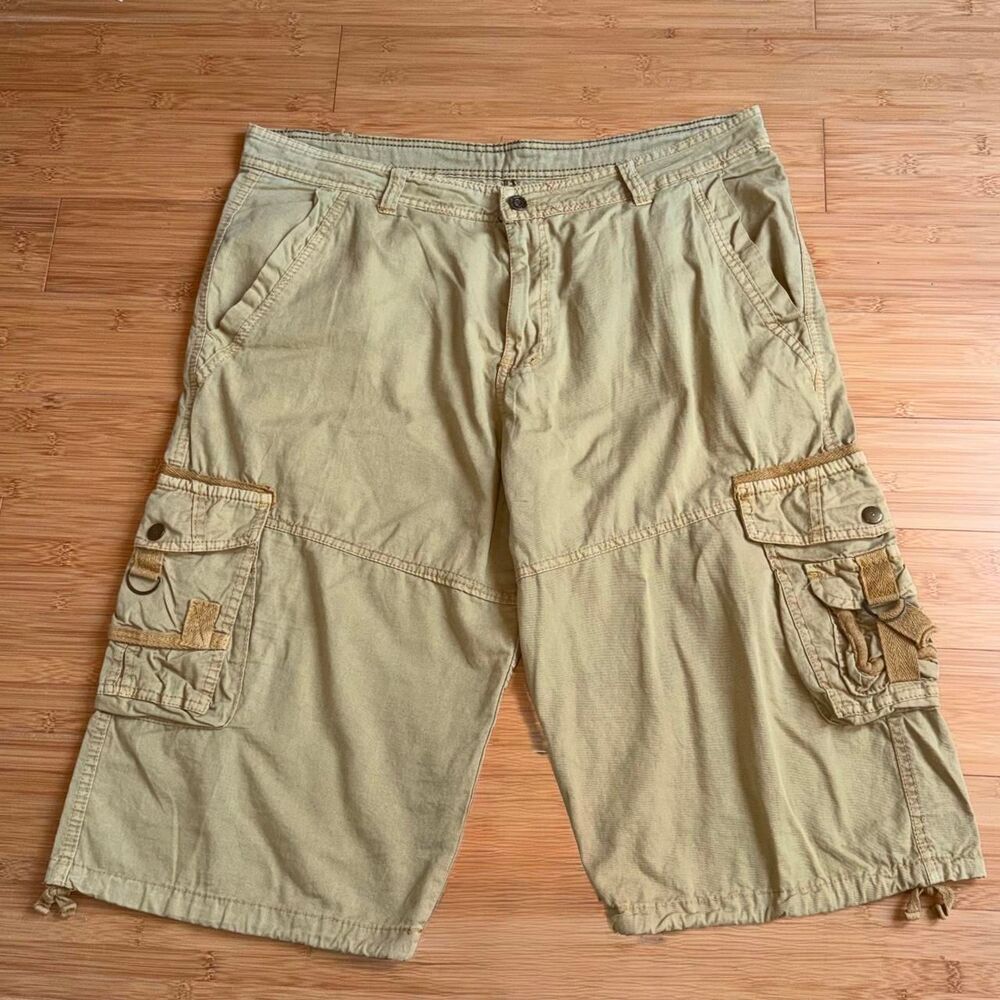Vintage Y2K Tan Cargo Shorts Mens 36 Skater Utility Jorts